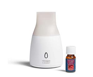 Yankee Candle Ultrasonic Aroma Diffuser Kit | Cherry Cherry Oil for Aroma Diffuser | Colour Changing LEDs | Auto Off Function | Silent Operation | EU Plug