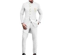 YANKIA Shirts and Pants Outfits for Men African Clothing 2 Piece Set Dashiki Coats Long Sleeve Tracksuit Tops Casual Suit Wear (Color : White, Size : M)