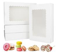 YankMooM 10Pack White Cake Boxes with Window,30.5 x 20.5 x 6.5cm Bakery Display Boxes Christmas Packing Boxes for Cakes Donuts Muffins Macaroon and Gift Packing