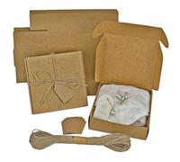 YankMooM 12 Pack Kraft Gift Box Set, 12.5 x 12.5 x 4cm Brown Paper Square Present With Lids for Wedding Favours, Parties, Birthdays, Holidays