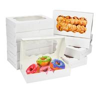 YankMooM 15Pack Cake Boxes with Window,17.8x11x4cm White Bakery Boxes with Display Cookie Packing Boxes for Cakes,Donuts,Muffins,Macaroon and Gift Packing