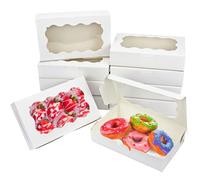 YankMooM 15Pack Cake Boxes with Window,21.5x13.5x5cm White Bakery Boxes with Display Cookie Packing Boxes for Cakes,Donuts,Muffins,Macaroon and Gift Packing