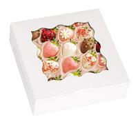 YankMooM 15PCS Boxes for Cookies,8x8x2.5inch Cake Boxes with Window White Bakery Boxes with Display Cookie Packing Boxes for Cakes Cookies Strawberries Donuts Muffins Macaroon