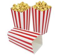 YankMooM 15Pcs Large Popcorn Boxes,19.8 x 9.5cm Red & White Striped Popcorn Containers Paper Snacks Candy Boxes Classic Popcorn Holder Party Favor Boxes for Party BBQ Theaters