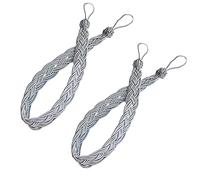 YankMooM 2 Pack Curtain Tiebacks Hand Knitting Curtains Tied Rope for Home Drapes and Curtain Decor Braided Curtain Tiebacks Holders (Grey)