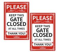 YankMooM 2 Pack Please Keep the Gate Closed Sign,30 x 20cm Metel Aluminum Door Sign Please Close the Gate Door Safety Sign UV Resistant Waterproof Durable Easy Mounting Indoor or Outdoor Use
