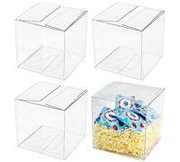 YankMooM 20pcs Clear Favor Boxes, 10x10x10cm Transparent PVC Cube Boxes for Wedding, Birthday, Baby Shower
