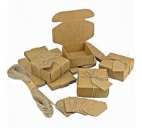 YankMooM 24 Pack Brown Kraft Gift Boxes, 7 x 7 x 3cm Square Brown Kraft Paper Gift Boxes with Lids for Handmade Soap Candy Earring Small Jewelry Crafting