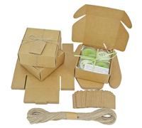 YankMooM 24 Pack Brown Kraft Gift Boxes,9 x 9 x 4cm Brown Square Boxes with Lids Small Treat Boxes for Handmade Soap Candy Box Earring Small Jewelry Crafting