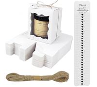 YankMooM 30 Pack White Kraft Gift Boxes,8.5 x 8.5 x 10cm Small Candy Boxes with Window Wedding Favour Boxes Party Treat Gift Boxes for Parties Birthdays Weddings Holidays