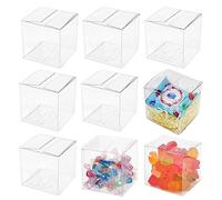 YankMooM 50Pcs Clear Favor Boxes, 5x5x5cm Transparent Candy Boxes Wedding Favour Boxes PVC Cube Boxes for Wedding Birthday Party Baby Shower