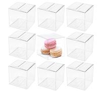 YankMooM 50Pcs Clear Favor Boxes, 7x7x7cm Transparent Candy Boxes Wedding Favour Boxes for Wedding Birthday Party Baby Shower