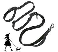 YankMooM 6-in-1 Hands Free Dog Leash with Reflective Reflective line for Running Hiking Walking Training Driving,Adjustable Dog Lead Suitable for Large Dogs (5-8 ft） Black