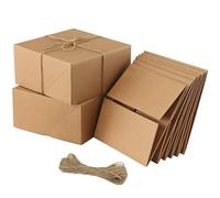 YankMooM 6 Pack Brown Kraft Gift Boxes, 20 x 20 x 10cm Large Present Boxes for Weddings, Birthdays, Holidays