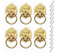 YankMooM 6 Pack Lion Head Drawer Handle,Antique Handles Gold with Srews Antique Style Furniture Handle for Dresser Drawer Cabinet Jewelry Box