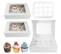YankMooM 6 Pcs White Cupcake Boxes,12 Holes Cupcake Container Large Bakery Gift Boxes with Window for Wedding Birthday Party Pastry Wrapping Decoration