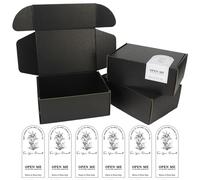 YankMooM 6Pack Small Cardboard Boxes,20x14x8cm Black Gift Packing Boxes Corrugated Cardboard Shipping Boxes for Business, Posting, Storing or Gift