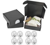 YankMooM 8 Pcs Small Cardboard Boxes,15x15x5cm Black Gift Packing Boxes Corrugated Cardboard Shipping Boxes for Business, Posting, Storing or Gift