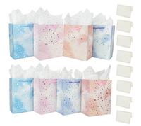 YankMooM 8Pcs Paper Gift Bags, 23 x 18 x 10cm Pink and Blue Present Paper Bags Medium Party Bags with Handle for Wedding Baby Shower Birthday Celebration Christmas Bridesmaid Party