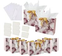 YankMooM 8Pcs Paper Gift Bags, 32x11x25cm Purple-pink Present Bag with Ribbon Large Party Bags with Handle for Wedding Baby Shower Birthday Celebration Christmas Bridesmaid Party