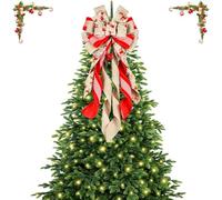 YankMooM Christmas Tree Topper Bow,Large Christmas Tree Bow Red Decorations Bow for Christmas Tree Home Decoration