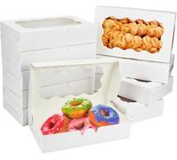 YankMooM Cookie Boxes with Window White Bakery Boxes 7 x 4.3 x 1.5 Inch Paperboard Treat Boxes for Cookies, Donuts, Pastry, Strawberries, Macarons(20PCS)