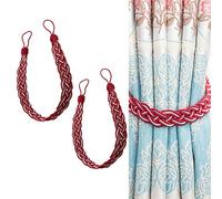YankMooM Curtain Tiebacks,2 Pack Hand Knitting Curtains Tied Rope,for Home Drapes and Curtain Decor Braided Curtain Tiebacks Holders (Red)