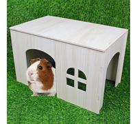 YankMooM Wooden Guinea Pig House,39 x 24 x 24 cm Large Hamster hideaway Baby Rabbit Hideout Small Pet House with Windows for Guinea Pigs Rabbits Chinchillas
