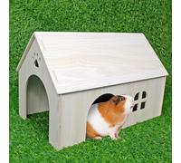 YankMooM Wooden Guinea Pig House,40 x 24 x 26 cm Large Guinea Pig Hideout Wooden Hamster House Baby Rabbit Hideout Small Pet House with Windows for Guinea Pigs Rabbits Chinchillas Hamster