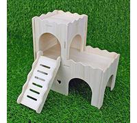 YankMooM Wooden Hamster House,Washable Hamster Hideout Hut with Ladder Small Pet Castle House for Hamster Gerbil Rat and Other Small Animals