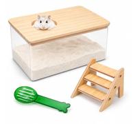 YANKOIUK Hamster Sand Bath, Transparent Acrylic Dig Box with Ladder & Scoop