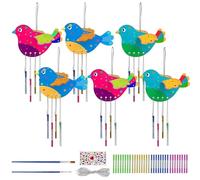 YANKOIUK Wind Chimes for Garden, 6 Pack Bird Wind Chime Crafts for Kids, Kids Crafts for Girls Boys, DIY Paint Art Activity, Party Decoration Birthday Gifts