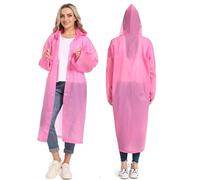 YANKUIRUI Rain Poncho for Adults, 2 Pack Rain Coats Reusable Rain Jacket Rainwear with Hoods and Sleeves, Waterproof for Emergency, Outdoors, Camping, Disney (Pink)