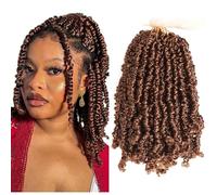Yanky Pre-Twisted Passion Twist Crochet Hair - Fluffy Curly Braiding Extensions, 8 Packs Short (30#, 8 Inch)