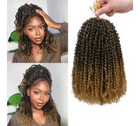 Yanky Twist Crochet Hair 14 Inch 8 Packs, 30 Stands/Piece, Pre Looped Fluffy Spring Mini Twist Passion Twist Ombre Blonde Synthetic Crochet Braids for Black Women (14 inch, T27)