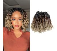 Yanky Twist Crochet Hair Pre Twisted 3 Tones Ombre Brown Kinky Mini Spring Twist Small Curly Senegalese Twist Braids 8 Inch 10 Packs (OT30/27-10P)