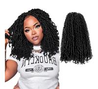 Yanky Twist Crochet Hair Pre Twisted Natural Black Curvy Small Curly Senegalese Twist Braids 12 Inch 10 Packs (1B)