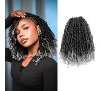 Yanky Twist Crochet Hair Pre Twisted Ombre Grey Kinky Mini Spring Twist Small Curly Senegalese Twist Braids 14 Inch 10 Packs (T-Gray)