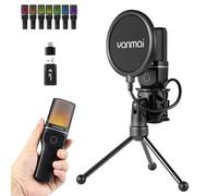 Yanmai 2.4G Wireless Microphone with ANC Active Noise Cancellation, RGB Lighting, 18-Hour Battery Life, Gooseneck Tripod Set-Ideal for Computers, Phones, Live Streaming, and Recording