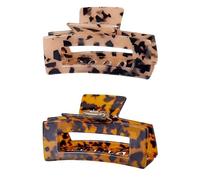 YanMing Large Tortoise Shell Claw Clip ，4.1 Inch Cellulose Acetate Hair Claw, 2 Pack Banana Hair Claw Clips for Thick Curly Hair (STYLE A)