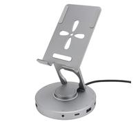 Yanmis 10 in 1 USB C Hub Stand with 360° Rotatable Laptop Docking Station, Foldable Phone Holder, 4K USB 3.0/2.0 100W PD Card Reader for Tablet and Steam Deck