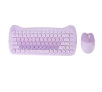 Yanmis 2.4G Wireless Keyboard and Mouse Set, 84 Key Keyboard with 4 Key Mouse Matte Lightweight Keycap Ergonomic Design, with Cute Animal Pattern, for Wins XP Wins7 Wins8 Wins10 (Purple)