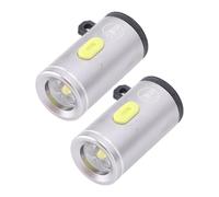 Yanmis 2pcs LED Small Flashlight, Up to 230lm Brightness Small USB LED Lamp Compact Thumbs Light Powered by Type C Interface Power Bank, Phone Chargers (Silver)