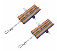 Yanmis 2PCS Wooden Bird Chew Toy Grinding Teeth Multicolored Popsicle Stick Toy for Birds Cage Supplies, Small Medium Chewing Blocks Beads Swing Enrichment