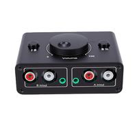 Yanmis 3.5mm Aux Bidirectional Stereo Switcher, 1 in 2 Out | Stereo Switcher Box with Volume Control, Mute Key, Metal Casing for Home