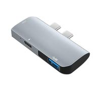 Yanmis 3 in 1 USB C Hub with 100W PD 3.0 Charging, USB .0 5Gbps Data Transfer, 4K 30Hz, Aluminum Portable Adapter for Pro, XPS, Laptop Tablet - Multiport Hub