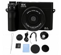 Yanmis 5K Digital Camera with WiFi, Cameras with 3 Inch Screen, 75MP Dual Lens, Pop Up Flash, WiFi/APP Remote Control, 18X Zoom, Long Lasting Battery for Vlog Travel
