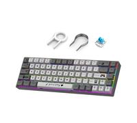 Yanmis 68 Keys Mechanical Keyboard, Fresh Dual Color Design with LED Backlit Blue Switch, Wired Portable Gaming Keyboard for Office Work and Gaming (Blue Switch - Grey White)