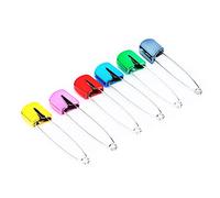 Yanmis Assorted Color Diaper Pins Strong Safety Locking Cloth Nappy Sewing Knitting Fabric Pins Long Service Life Stainless Steel 12 Pack (6 colorful bread-shaped)