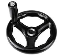 Yanmis Black Hand Wheel 12mm x 125mm 3 Spoke Round Wheel Lathe Milling Machine Hand Wheel for Milling Machine,Lathes,Grinders